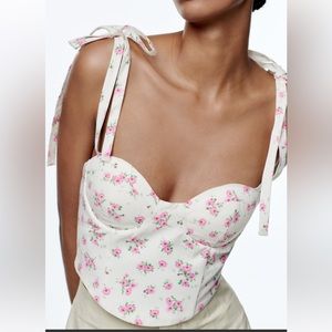 Zara Floral Corset Crop Top WORN ONCE